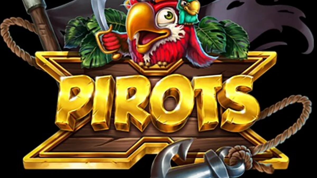 Tampilan antarmuka permainan slot Pirots X dengan tema bajak laut dan burung beo.